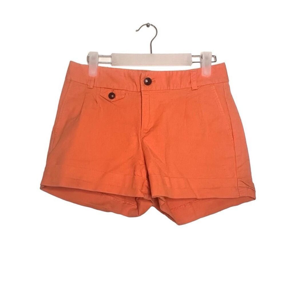 NWOT Banana Republic Martin Fit Mid Rise Cuffed Cotton Blend Shorts Orange Sz 2